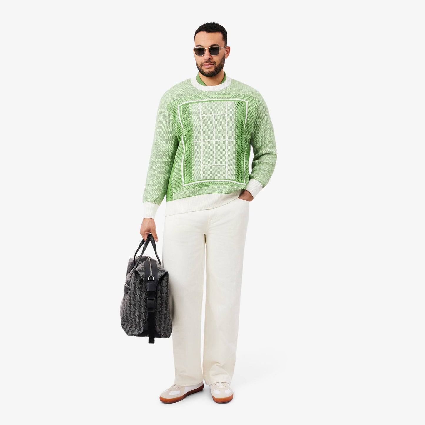 Jacquard-Pullover mit Tenniscourt-Grafik