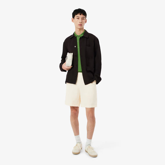 Short en sergé de lin mélangé, coupe droite