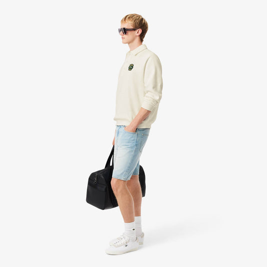 Locker geschnittenes Fleece-Sweatshirt mit Polokragen