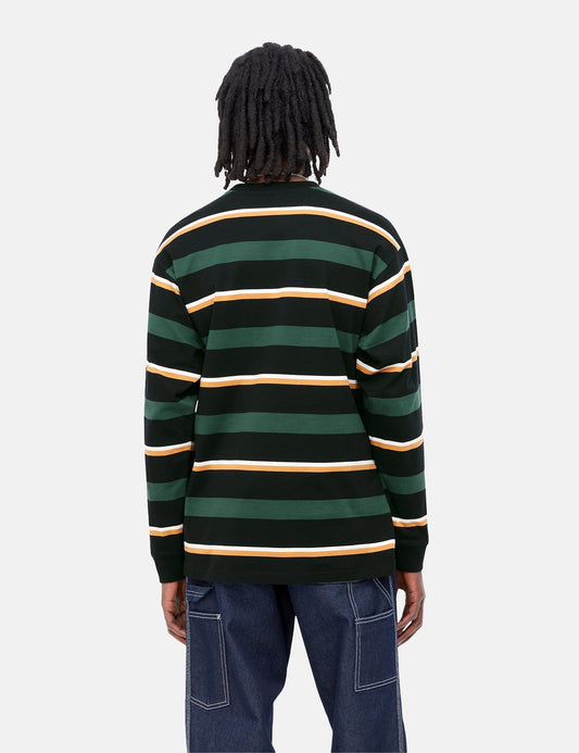 Langarmshirt Bowman Stripe – Juniper Green