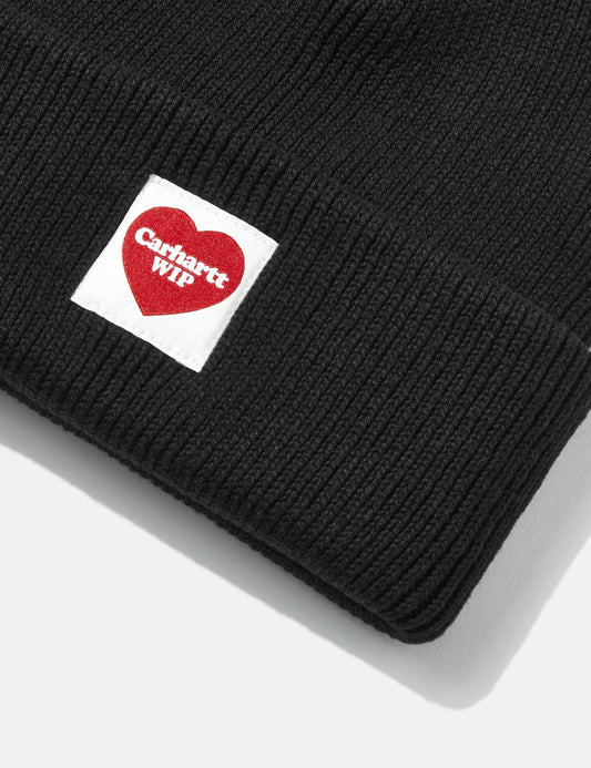 Herz-Beanie-Mütze – Schwarz
