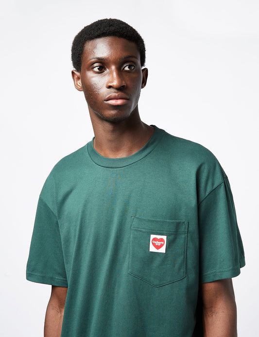 T-Shirt Tasche Herz (locker geschnitten) - Entdeckungsgrün