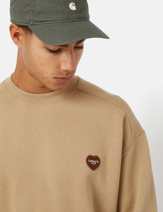 Sweat-shirt brodé cœur – Marron Hamilton Poussière