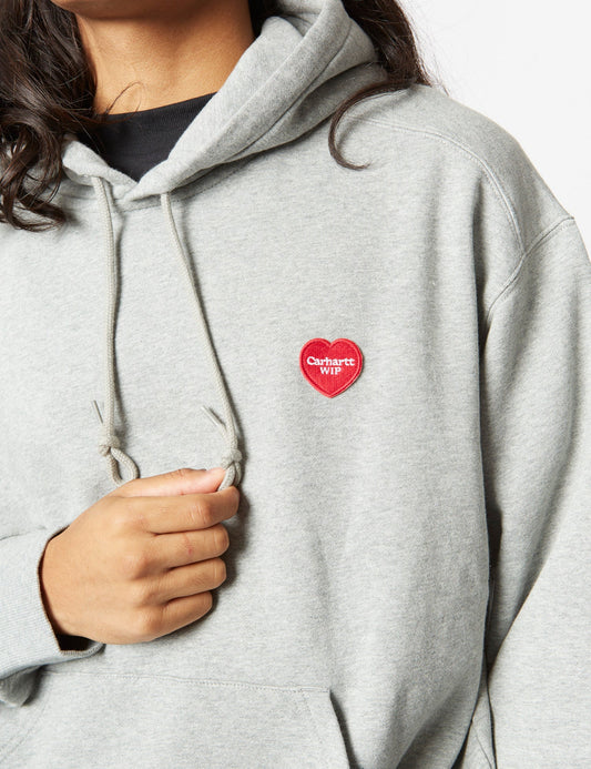 Kapuzenpullover Herz-Patch – Grau meliert