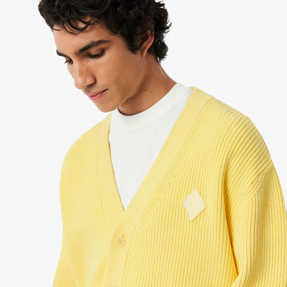 Relaxed Fit Ribbed Cotton Cardigan