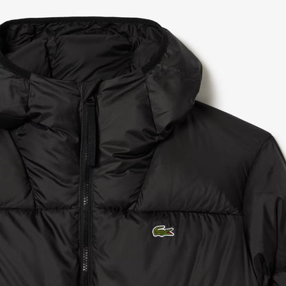 Short Water-Repellent Hooded Puffed Jacket