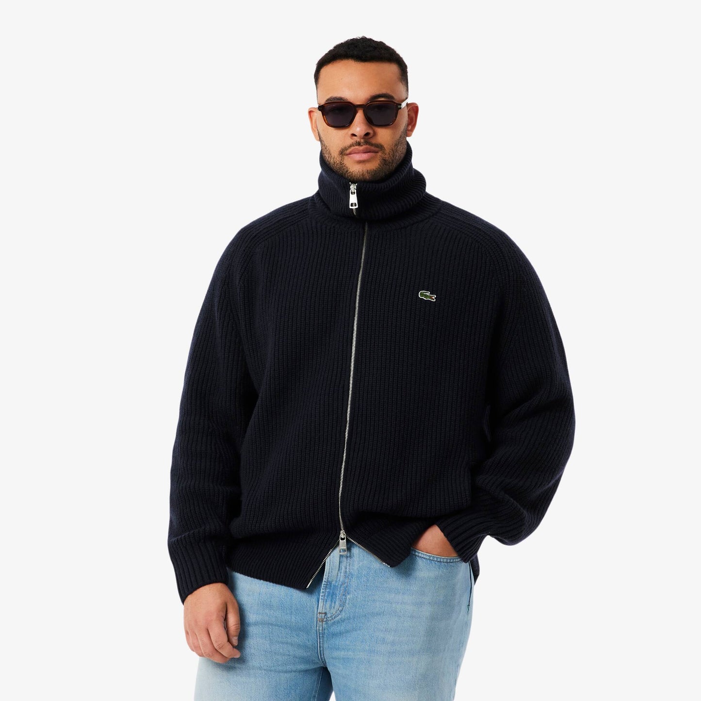 Wool High Neck Zipped Sweater