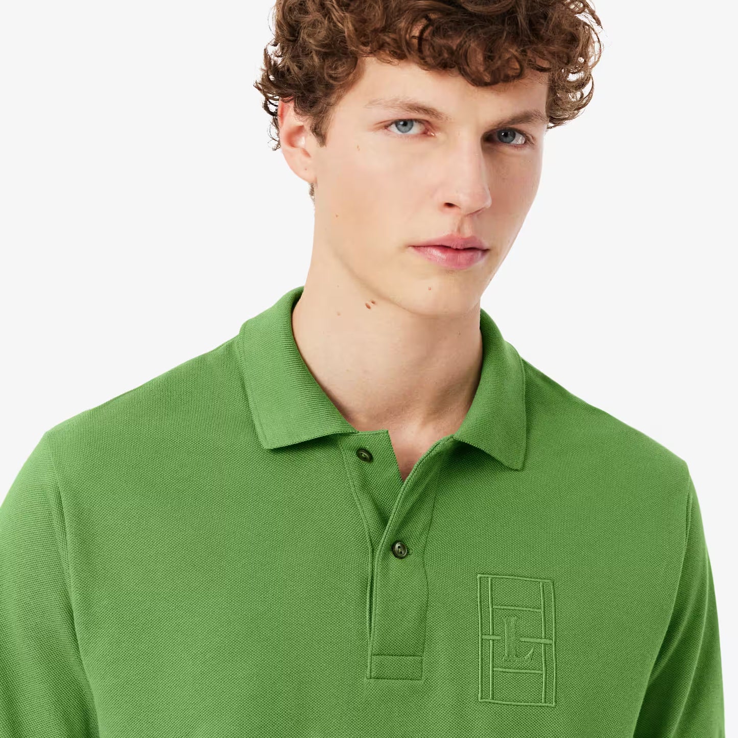 Classic Fit Embroidery Detail Petit Pique Polo Shirt