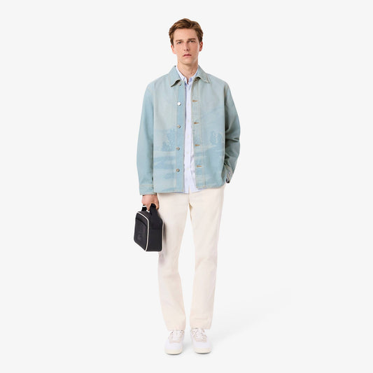 Denim-Overshirt mit Landschaftsmotiv