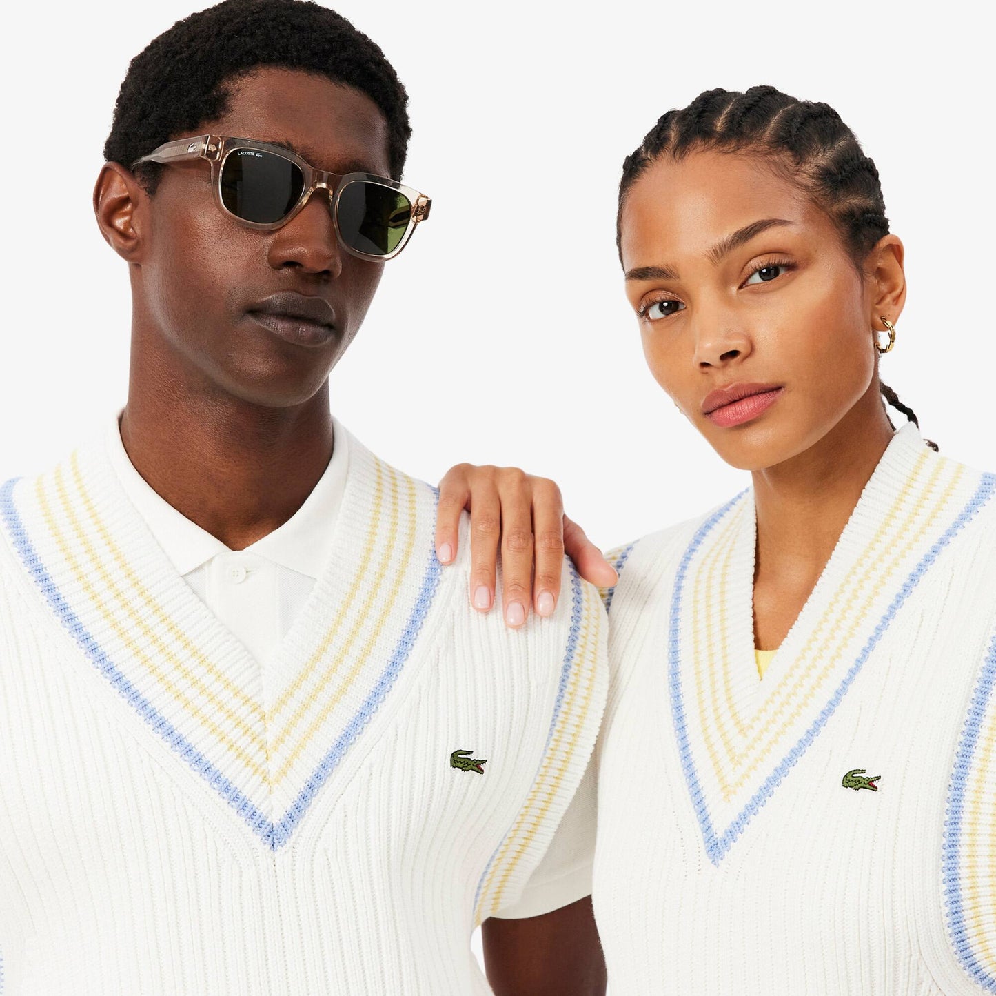 Striped Rib Knit Cotton Sweater Vest