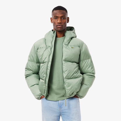 Short Water-Repellent Hooded Puffed Jacket