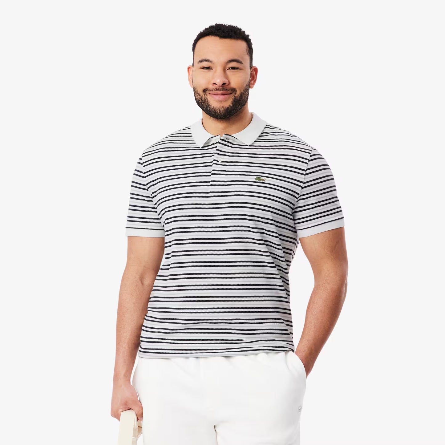 Classic Fit Striped Petit Pique Polo Shirt