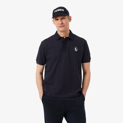 Französisches Polo-Shirt mit Badge im klassischen Schnitt