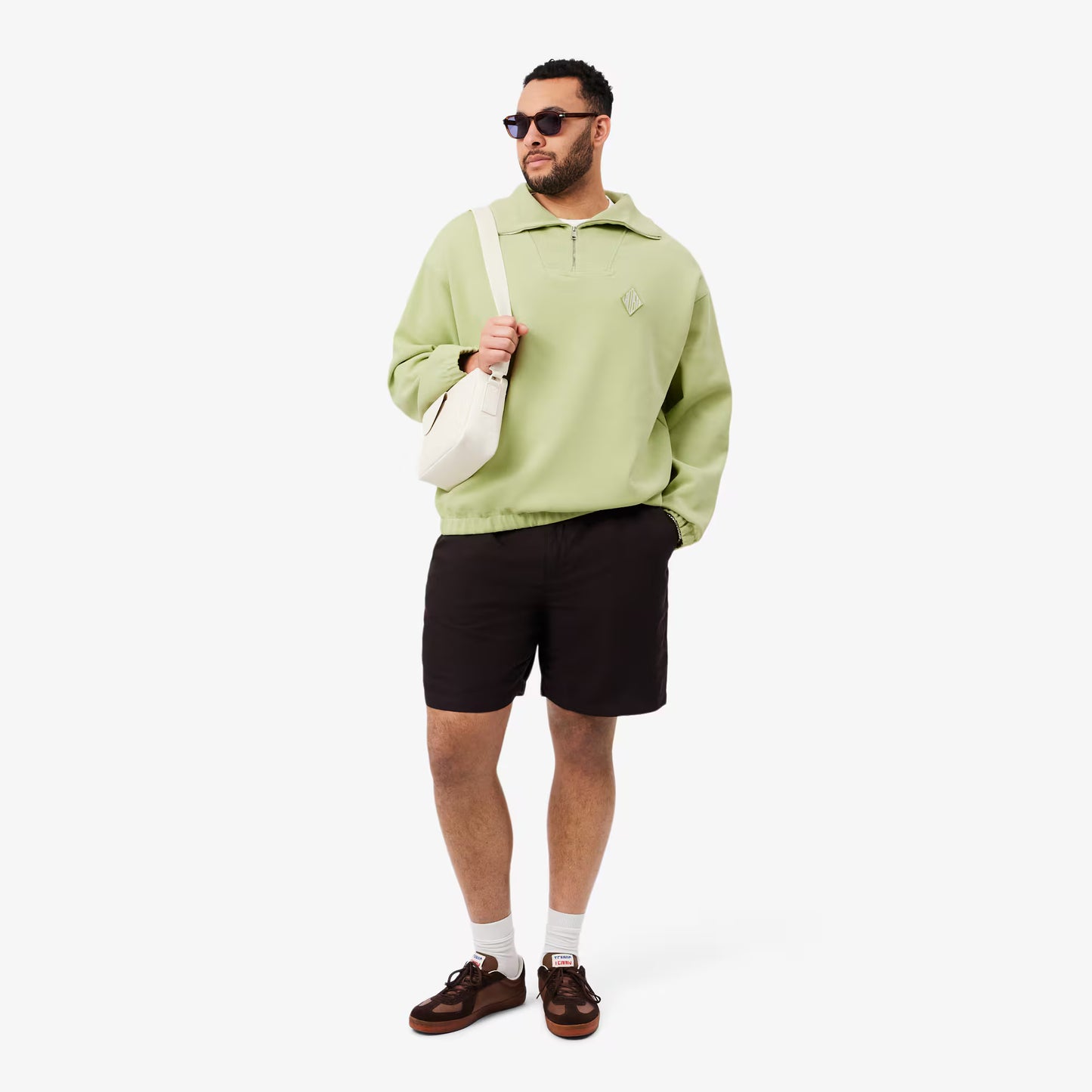 Loose Fit Zipped Neck Pique Sweatshirt