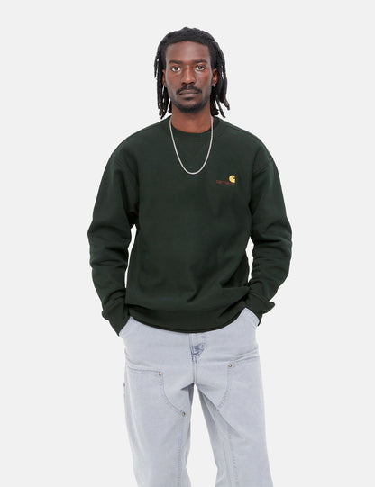 Sweat-shirt American Script - Vert Cèdre Foncé