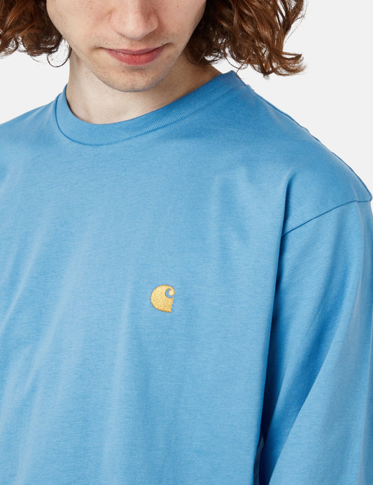 Langarm-T-Shirt Chase (Loose) – Piscine Blue
