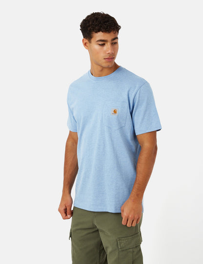 T-shirt à poche (Coupe classique) - Bleu Piscine Chiné
