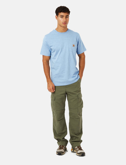 T-shirt à poche (Coupe classique) - Bleu Piscine Chiné