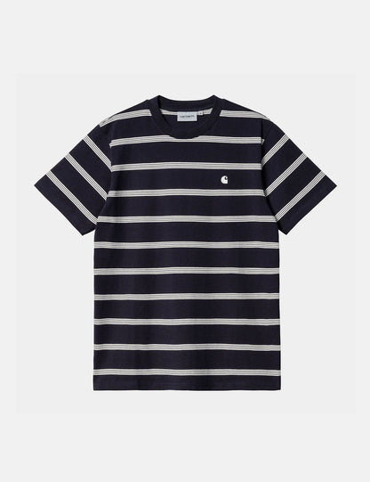 Glover Streifen-T-Shirt – Dunkelblau/Wachs/Wachs