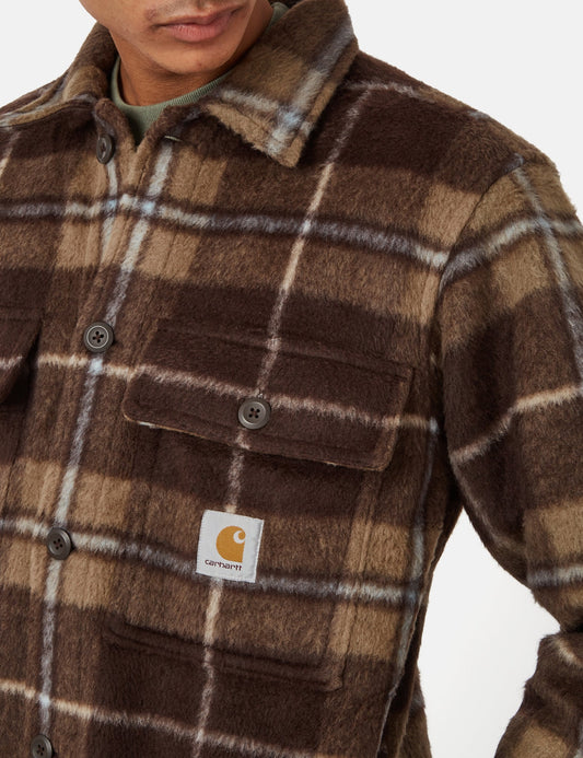 Manning Check Overshirt – Dunkles Umbra-Braun/Leder