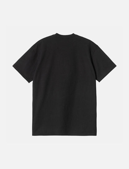 T-Shirt mit Herztasche (locker sitzend) – Schwarz