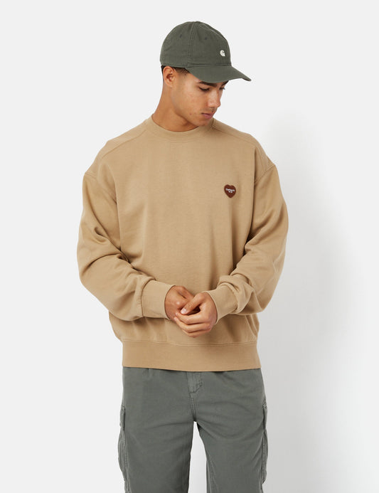 Sweat-shirt brodé cœur – Marron Hamilton Poussière