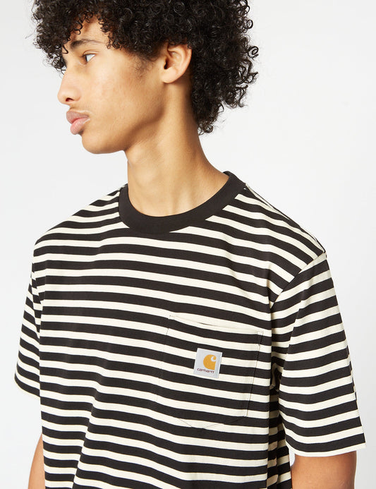 Seidler Pocket T-Shirt (Seidler Stripe) – Salt Grey/Black