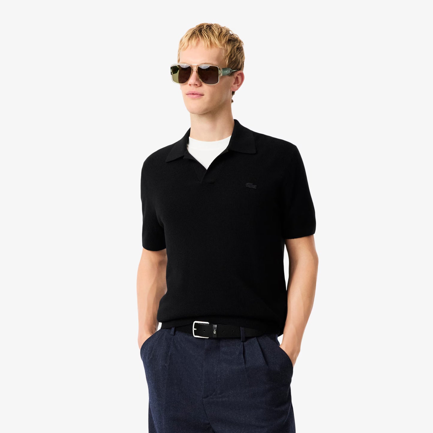 Baumwollmischung Pullover mit offenem Polokragen