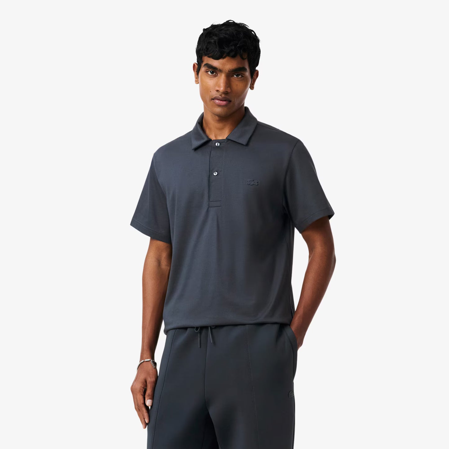 Paris Classic Fit Poloshirt mit offener Knopfleiste und Stickerei