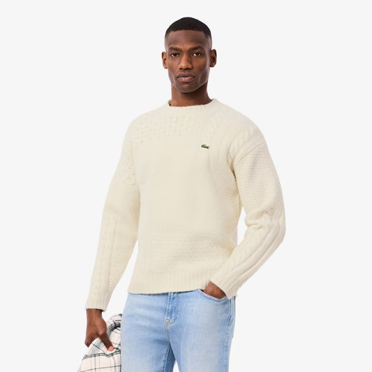 Relaxed Fit Patchwork Effect Wool Sweater