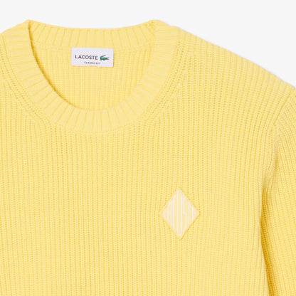 Pearl Rib Knit Badge Accent Sweater