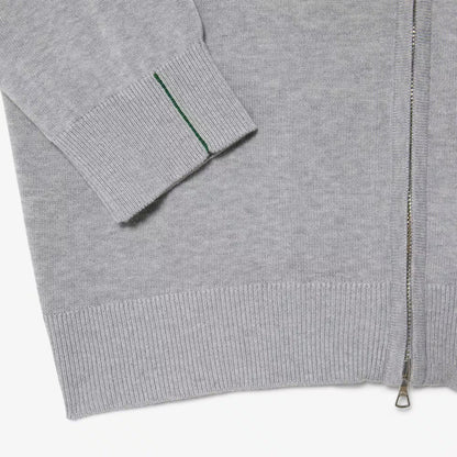 Zipped High Neck Cotton Sweater