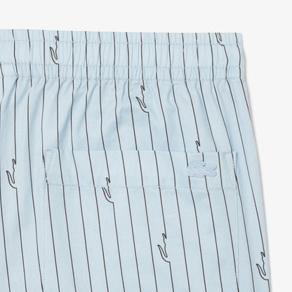 Crocodile Print Stripe Cotton Shorts