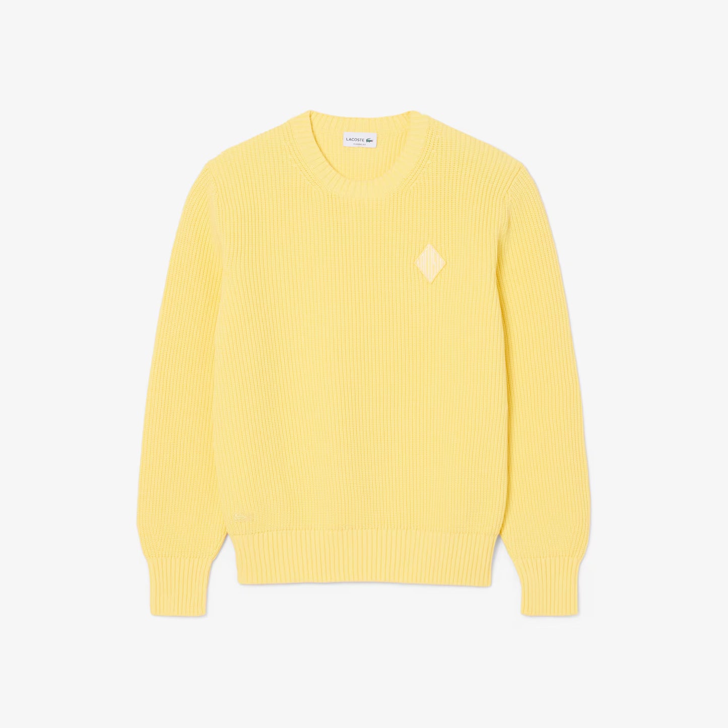 Pearl Rib Knit Badge Accent Sweater