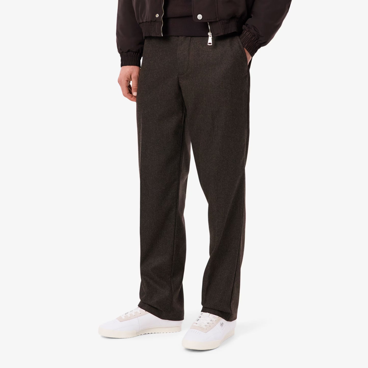 Straight Fit Chevron Wool Pants