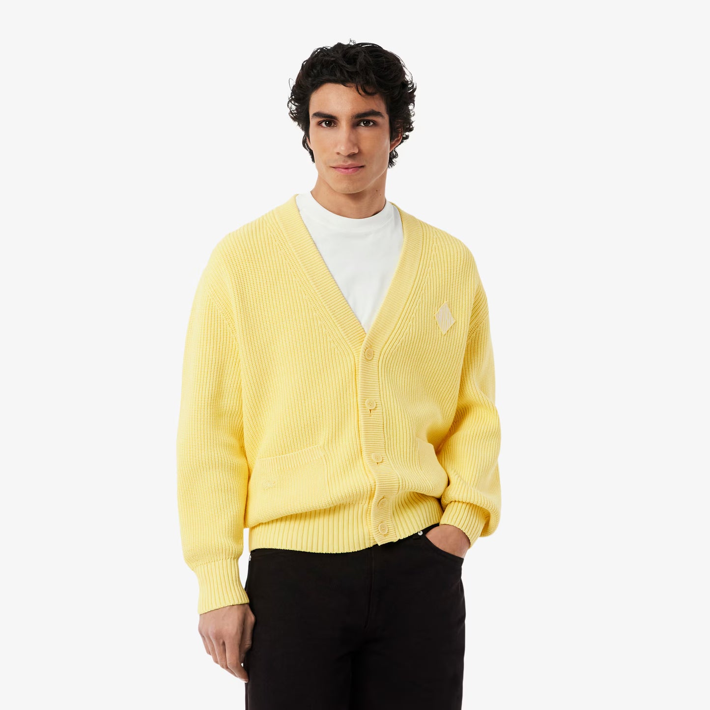 Relaxed Fit Ribbed Cotton Cardigan