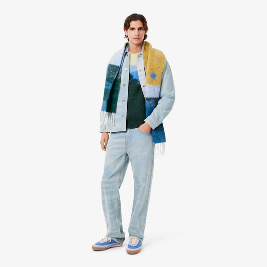 Landschafts-Jacquardpullover aus Alpakawolle