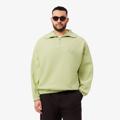 Loose Fit Zipped Neck Pique Sweatshirt